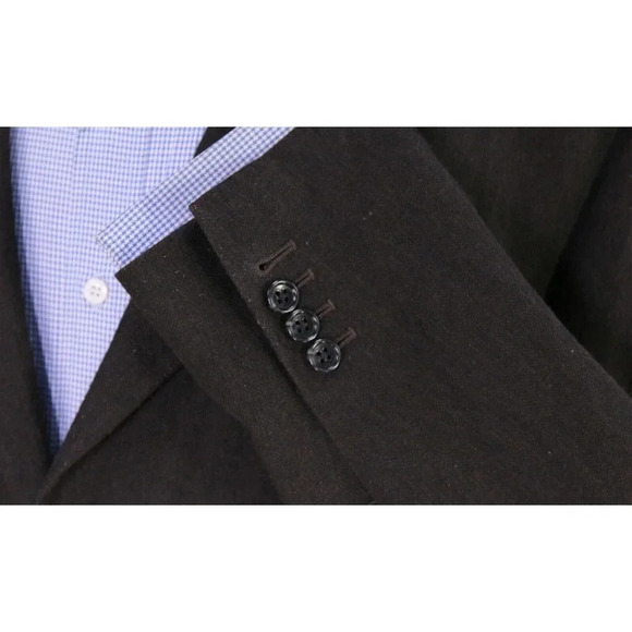 Marc by Marc Jacobs Brown/Black Herringbone Wool-Linen 2Btn Blazer Jacket XL 42L - Picture 6 of 10